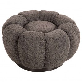 Stool Round Kripp HM9602.01 D60x31cm With Metal Base And Curled Fabric Grey GREY