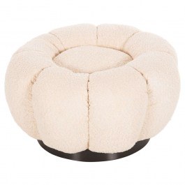 Stool Round Kripp HM9602.06 D60x31cm With Metal Base And Curled Fabric Ecru ECRU