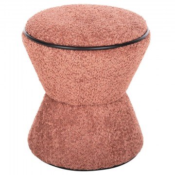 Stool Round Linner HM9604.02 D38x44cm With Bouclé Fabric Pink-Black