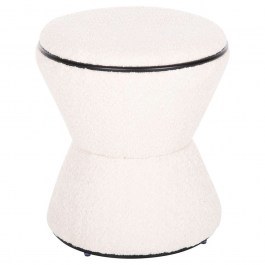 Σκαμπό Στρογγυλό Linner HM9604.06 Φ38x44cm Με Μπουκλέ Ύφασμα Ecru-Black ECRU