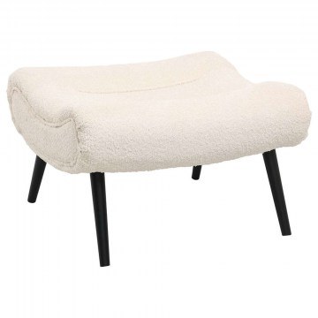 Σκαμπό - Υποπόδιο Kemba HM9606.06 68x58x40cm Με Πόδια Και Μπουκλέ Ύφασμα Ecru