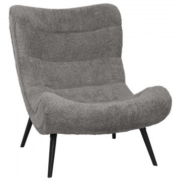 Armchair Brym HM9605.11 97x80x100cm With Wooden Legs & Buckles Fabric Grey-Black