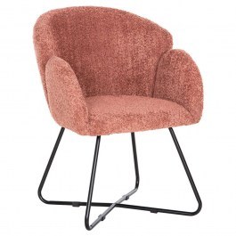Armchair Harnis HM9603.02 59,5x64x77cm With Crossed Legs & Curls Fabric Pink PINK