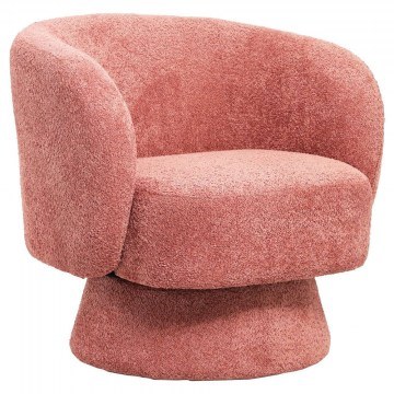 Armchair Swivel Karlen HM9592.02 78x81x77cm With Bouclé Fabric Pink
