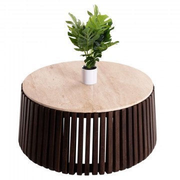 Living Room Table Krest HM9712 D90x40cm From Massif Acacia Brown