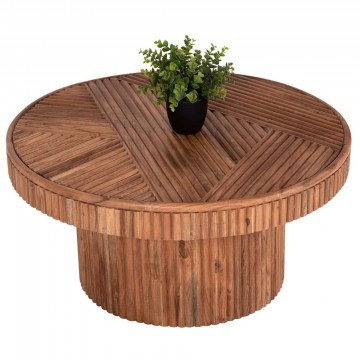 Living Room Table Round Ranne HM9694 D80x38cm From Solid Wood Acacia Natural