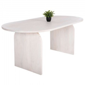 Table Dinning Room Oval Honky HM9690 180,5x90,5x76cm Made Of Solid Mango Wood White