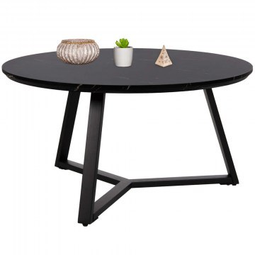 Coffee Table Rocket HM9586.01 D80x42cm Marble Effect Black