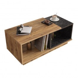 Τραπεζάκι Σαλονιού Teles HM18181.02 100x45x42cm Natural-Black NATURAL-BLACK