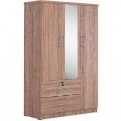 Ντουλάπα Τρίφυλλη Με Καθρέπτη Jarry HM2485.11 119x48x183cm Sonoma