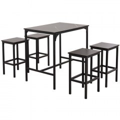 Τραπεζαρία Μπαρ Boxy (Σετ 5Τμχ) HM9882.13 100x60x86cm Marble Effect Black