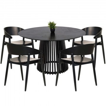 Τραπεζαρία Canop (Σετ 5Τμχ) HM21077.02 Φ150x75cm Black