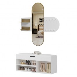 Entrance Hall Furniture With Mirror Cheryl HM21276.02 White-Sonama SONOMA-WHITE