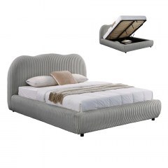 Bed Kally HM729.01 With Storage Space 188x230x114cm For Mattress 160x200cm Grey
