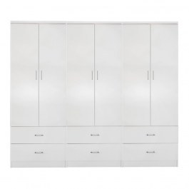 Reina Wardrobe HM21060.05 Six-Door 240x42x181cm White WHITE
