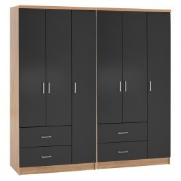 Ντουλάπα Caesar HM21236.01 Εξάφυλλη 180x42.5x181cm Sonoma-Dark Grey SONOMA-DARK GREY