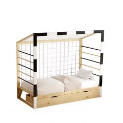 Goalie Children’s Bed HM700 Montessori Type With Drawer (For Mattress 90x190cm) Natural-White-Black