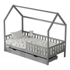 Phyllis Children’s Bed With Drawers HM724.05 Montessori Type 196x97x161cm (For Mattress 90x190cm) Grey