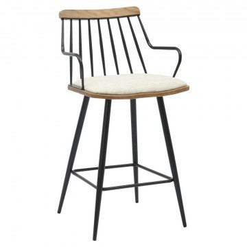 Judi Medium Height Bar Stool HM9985.02 48x52x92cm Black-Ecru