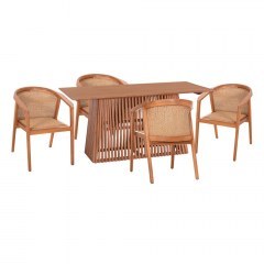 Τραπεζαρία Renly HM21078.02 (Σετ 5τμχ) Με Ορθογώνιο Τραπέζι 160x79,5x76,5cm Και 4 Καρέκλες Natural