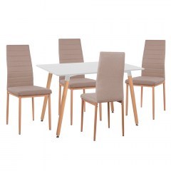 Dining Set Minimal HM11767 (Set 5pcs) 120x80x73cm White-Beige
