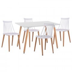 Τραπεζαρία Minimal HM21172 (Σετ 5τμχ) 120x80x73cm White-Natural