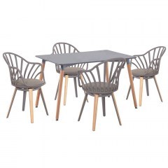 Dining Set Anais HM21176 (Set 5pcs) 120x80x73cm Grey-Natural