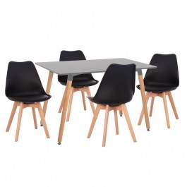 Dining Set Vegas HM21185 (Set 5pcs) 120x60x74cm Light Grey-Black GREY-BLACK