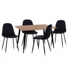 Τραπεζαρία Aliza HM11196.09 (Σετ 5τμχ) 120x80x74cm Black