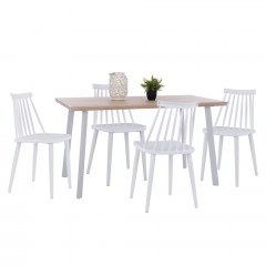 Τραπεζαρία Ofira HM10634 (Σετ 5τμχ) 140x80x76cm Sonama-White