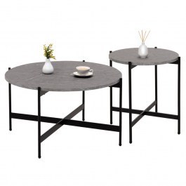 Round Coffee Tables Ronda HM21089.01 (Set 2pcs) 80x45cm, 50x55cm Grey GREY