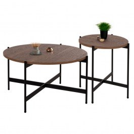 Round Coffee Tables Ronda HM21089.03 (Set 2pcs) 80x45cm, 50x55cm Walnut WALNUT