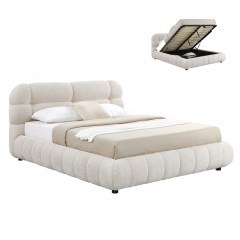 Κρεβάτι Molen HM730.03 Με Αποθηκευτικό Χώρο 188x235x105cm Για Στρώμα 160x200cm Beige