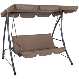 Three-Seater Garden Swing-Bed Likid HM5980.02 194x119x210cm Grey-Brown BROWN