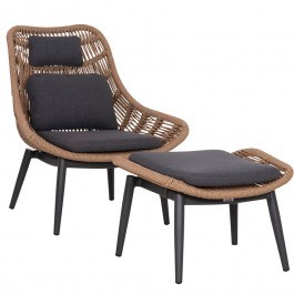 Πολυθρόνα Με Υποπόδιο Lounge Remvazzo HM6561.01 90x85x96cm Grey-Natural GREY-NATURAL