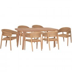 Garden Dining Set Cort (Set 7Pcs) HM10908 180x90x76cm Natural