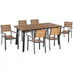 Τραπεζαρία Κήπου Taber (Σετ 7Τμχ) HM21198 160x92x72cm Natural-Black