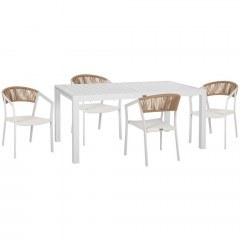Extendable Garden Dining Set Krum (Set 5Pcs) HM21162 160/240x90x73cm White