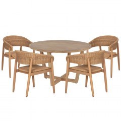 Τραπεζαρία Κήπου Paraiso (Σετ 5Τμχ) HM10907 Φ120x75cm Natural