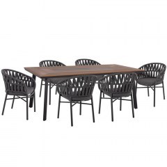 Garden Dining Set Taber (Set 7Pcs) HM10829.01 200x100x75cm Dark Grey