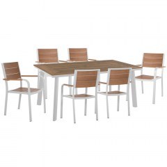 Τραπεζαρία Κήπου Taber (Σετ 7Τμχ) HM10737.01 160x92x72cm White-Natural