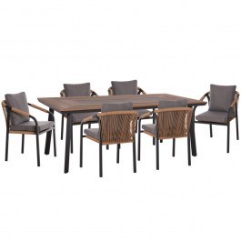 Garden Dining Set Maerly (Set 7Pcs) HM10826.13 200x100x75cm Natural-Black NATURAL-BLACK