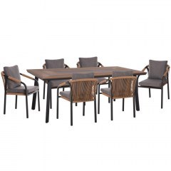 Garden Dining Set Maerly (Set 7Pcs) HM10826.13 200x100x75cm Natural-Black