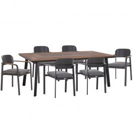 Garden Dining Set Elara (Set 7Pcs) HM10827.01 200x100x75cm Natural-Grey GREY-NATURAL