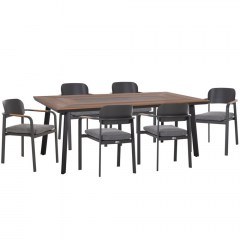 Garden Dining Set Elara (Set 7Pcs) HM10827.01 200x100x75cm Natural-Grey