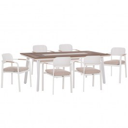 Garden Dining Set Elara (Set 7Pcs) HM10827.02 200x100x75cm Natural-White NATURAL-WHITE