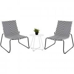 Garden Dining Set Pony (Set 3Pcs) HM21193.02 D45x50cm Black-White