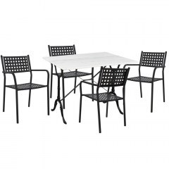 Garden Dining Set Zeta (Set 5Pcs) HM10872.01 100x60x72cm White-Black