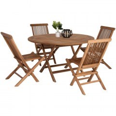 Garden Dining Set Kendall (Set 5Pcs) HM11956 D106x73,5cm Natural