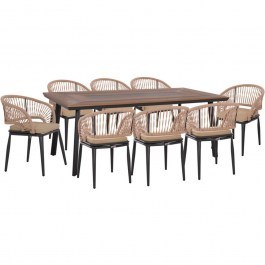Garden Dining Set Magnet (Set 9Pcs) HM10828.01 200x100x75cm Natural-Black NATURAL-BLACK